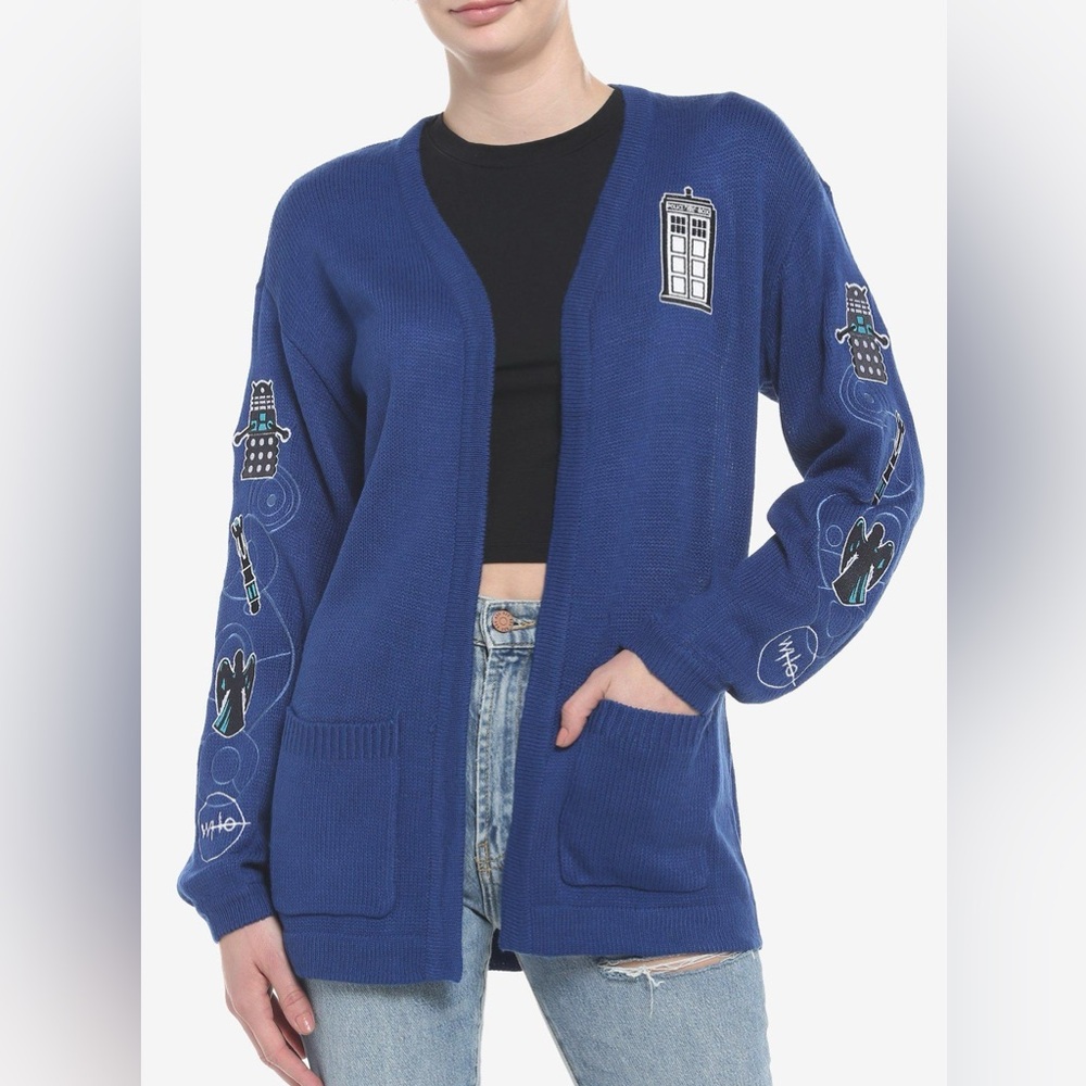 Her Universe Blue Cardigan with Sci-Fi Embroidery